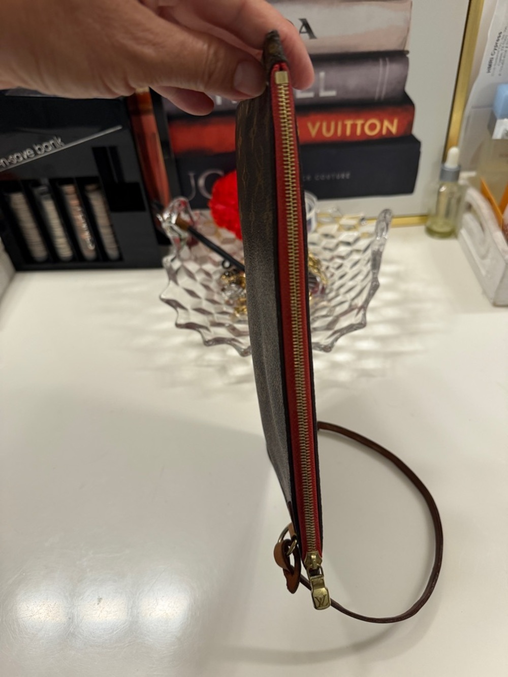 Louis Vuitton Monogram wristlet  with Red Trim and Gold Hardware - Picture 14 of 17